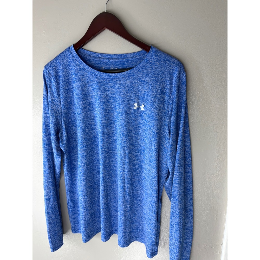 Under Armour Mens XL Tall HeatGear Long Sleeve Shirt Blue Space Dye Heather